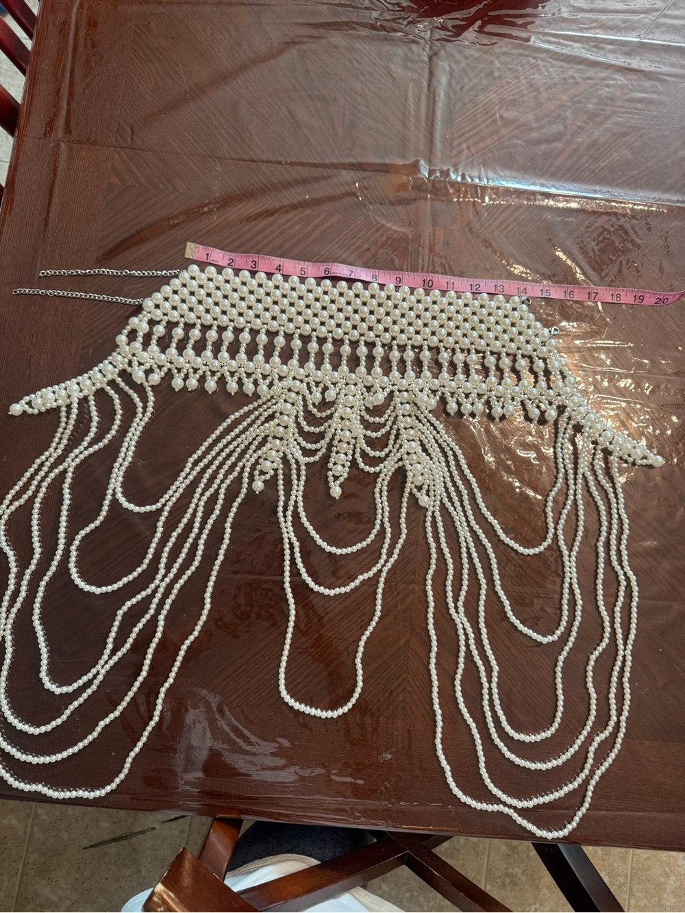 Ivory Pearl Fringe Statement Necklace - Chic Evening Accessory